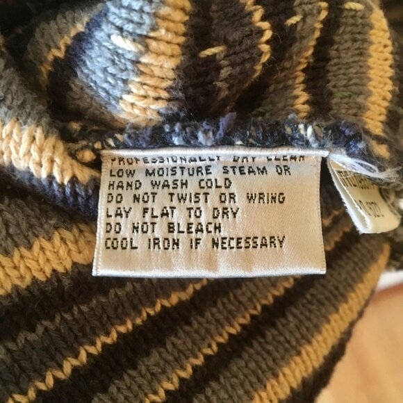 VTG Northern Isles Hand Embroidered Knit Sweater Stripes Patchwork Pocket XL - Picture 6 of 7